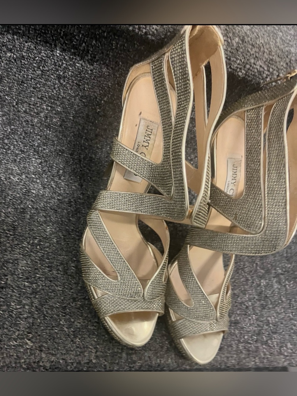 Jimmy Choo Metallic Olive Strappy Stiletto Sandals